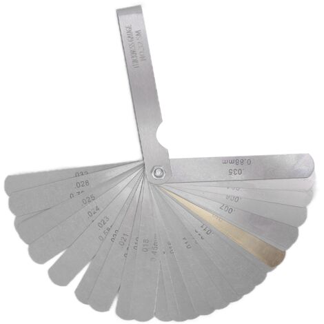 32-Blatt-Dickenmessgerät aus Edelstahl, Abstandsmesswerkzeug 0,04-0,88 mm (0,0015-0,035 Zoll)