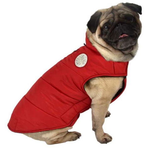 32 cm: Giubbotto piumino modello Dog imbottito impermeabile rosso per cani