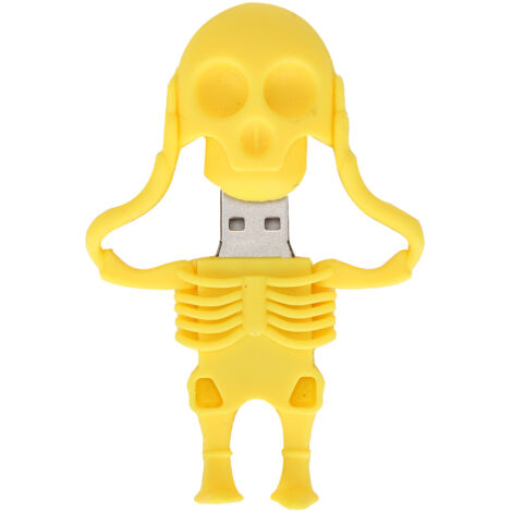 32 GB USB-Stick mit gelbem Totenkopf-Motiv – Schneller Flash-Speicher für große Datenmengen