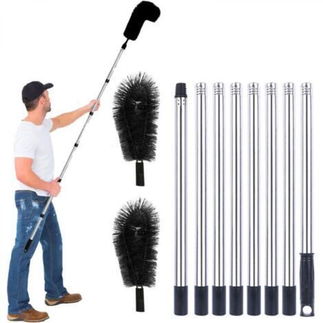 3,2 M Brosse Nettoyage GouttièRe, Perche De Nettoyage Telescopique Brosse Outil Nettoyage Toiture Facile à Enlever Les Feuilles