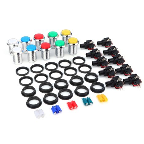 32-mm-Arcade-Schalter aus Chrom für Gamecontroller, runder silberner Knopf mit Metallic-Finish