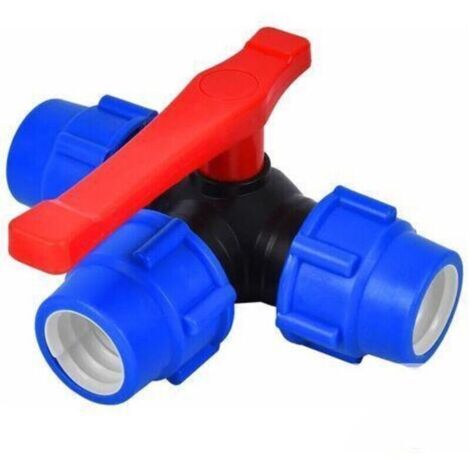 32-mm-PVC-Druckventil – Dreiwege-Kugelhahn – Schnellanschluss für PVC-/PE-Rohre – Korrosionsbeständig