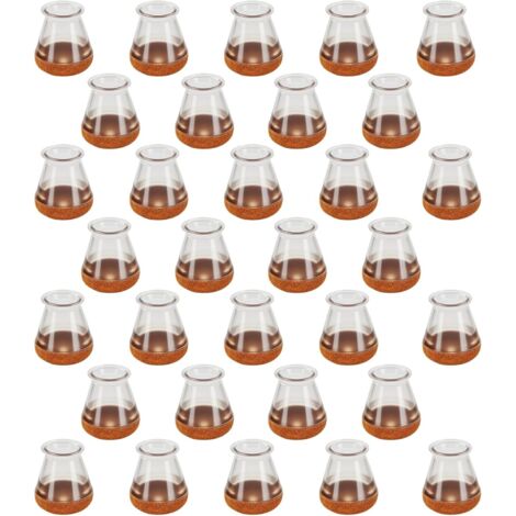 32-Pack Chair Leg Floor Protectors - Furniture Pads Floor Protectors with Thick Felt Pads for Hardwood Floors - Non-Slip Round & Square Leg Caps (Fit:14-18mm) (XSmall-Round Clear)