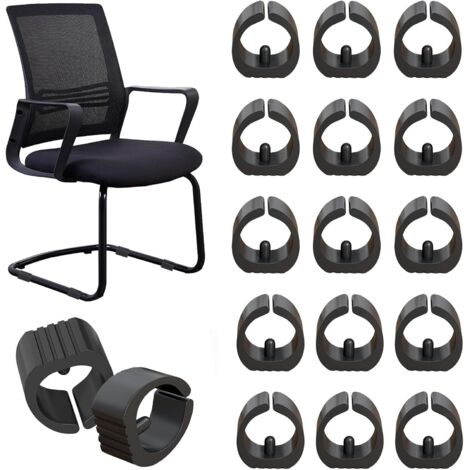 32 Pcs Chair Leg Caps, Silicone Chair Leg Caps U-Shaped Tube Clamp Furniture Non-Slip Covers Table (Black, 19mm U Type)