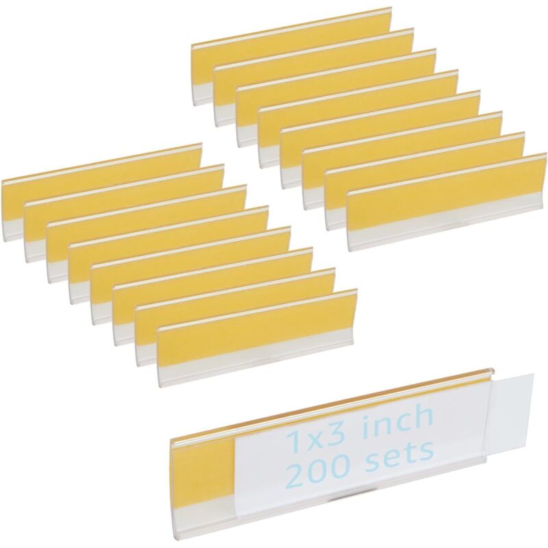32 Pcs Porte Étiquette Adhésif Porte-Étiquette, Transparent Porte-Étiquette de Prix Étagère Étiquettes d'Insertion pour Bureau Supermarché