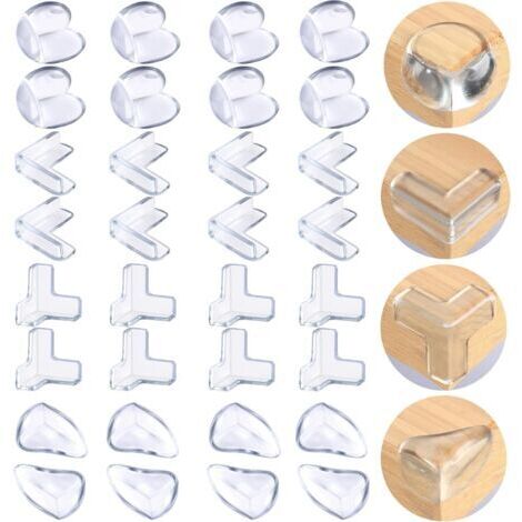 32 PCS Protections Coin de Table pour Bébé, Protege d'angle pour Meuble Sécurité Enfant Protege Angle de Table Protection pour Tables et Coins de Meubles-4 Formes