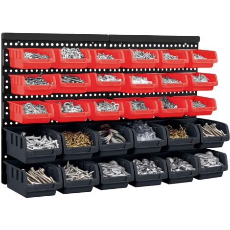32 Pcs Wall Mount Storage Board Organiser Garage DIY Bin Panel Rack