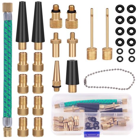 32 Pièces Adaptateur de Pompe à Vélo, Adaptateur Pompe Velo, Adaptateur de Valve de Vélo DV AV SV, Embout Gonfleur Ballon avec Vague D'étanchéité, pour Pompe à Vélo, Compresseurs Pompes