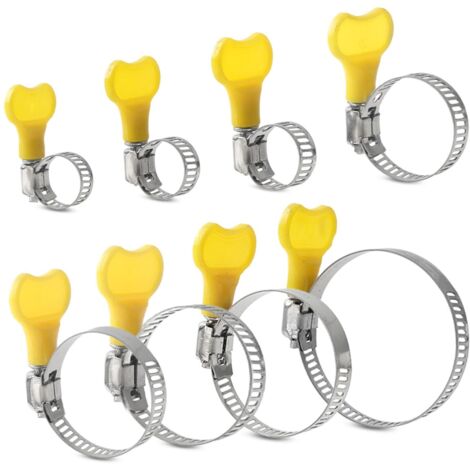 32 Pièces Collier de Serrage en Acier Inoxydable avec Poignée, Plage de Réglage 8-44mm, 8 Tailles Colliers de Serrage Réglables, pour Tuyau de Piscine, Tuyau de Gaz, Conduites d'Eau