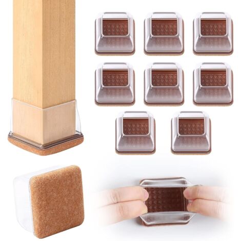 32 pièces Protection Pied de Chaise 36-56mm, Couvre-Pieds de Chaise, 2Pouces Carré-Transparente Tasses de Meubles Capuchons de Jambe de Chaise, Chaise Protecteurs de Pieds de en Mouvement Lisse