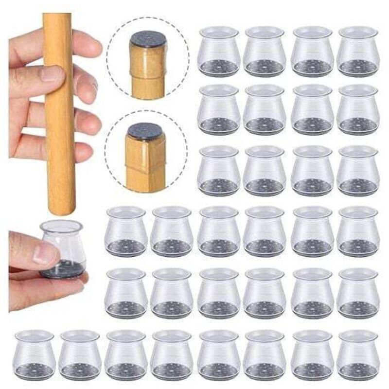 32 pièces Protection Pied de Chaise Silicone,Taille: Petit (Fit 23 - 32 mm) , Petit Patin de Chaise, Protections de Sol en Silicone Transparent pour