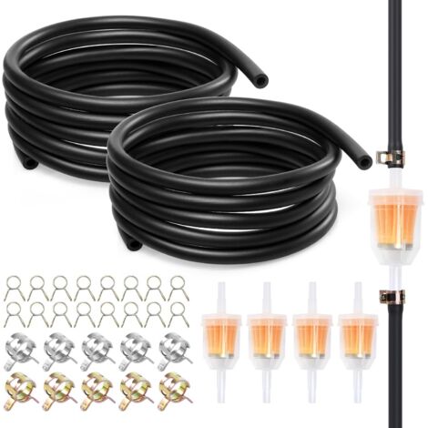 32 Pièces Tuyau De Carburant, 2 Durite Essence M, 4 Filtre A 6 mm, 10 Colliers Serrage 16 Petites Cartes, Conduite Carburant pour Tondeuse à Gazon, Voiture -