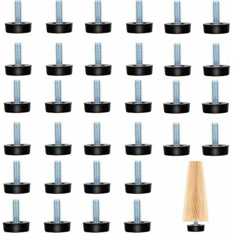 32 piezas de patas ajustables para muebles, patas atornilladas, patas niveladoras para muebles, patas roscadas M8, patas niveladoras para patas de muebles, sillas, mesas, negras, M8 25 mm