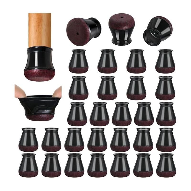 32 protectores para patas de sillas, color negro, pequeños, protectores de silicona para patas de sillas, redondos, protectores para patas de sillas
