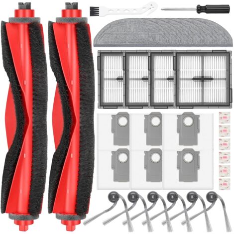 32 Stück Zubehörset für Roborock Q10 S5+ Staubsauger, 2Hauptbürsten,6Staubbeutel,6Filter,4Wischtücher,6Seitenbürsten,6Flach-Duftstein,1Reinigungsgeräte, Ersatzteile Saugroboter Zubehör