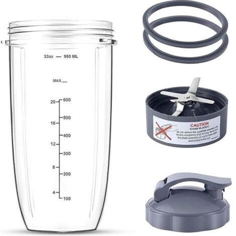 32-Unzen-Ersatzbecher für den Nutribullet-Becher mit tragbarem Deckel – Premium-Ersatz-Extraktionsmesser für den Nutribullet-Mixer und 2 kompatible Deckelringe
