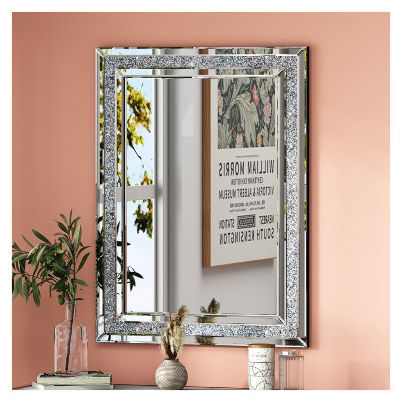 Shyfoy - 32 'x24' miroirs en cristal décoratif pour décor mural salon Silver luxe moderne décoration à la maison miroir, grand grand miroir long