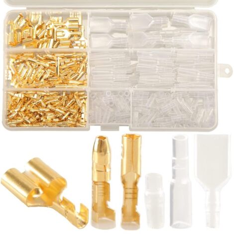 320 conectores de doble resorte, terminales macho y hembra de 3,9 mm y 3,5 mm con manguitos aislantes, terminales de crimpado eléctricos para automoción.