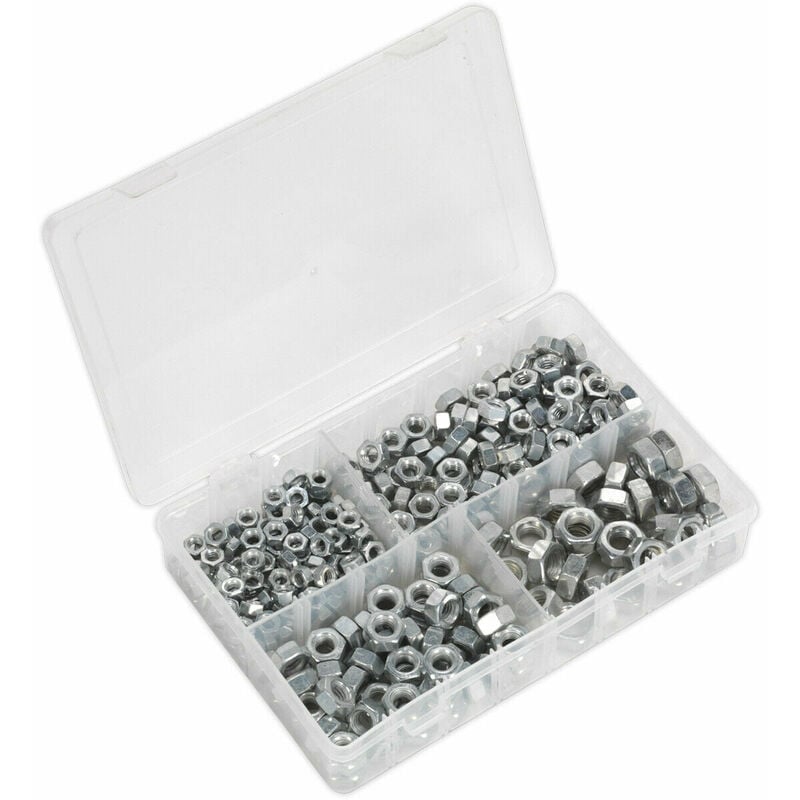 Loops - 320 Piece Steel Nut Assortment - 1/4' to 1/2' unf - Partitioned Storage Box