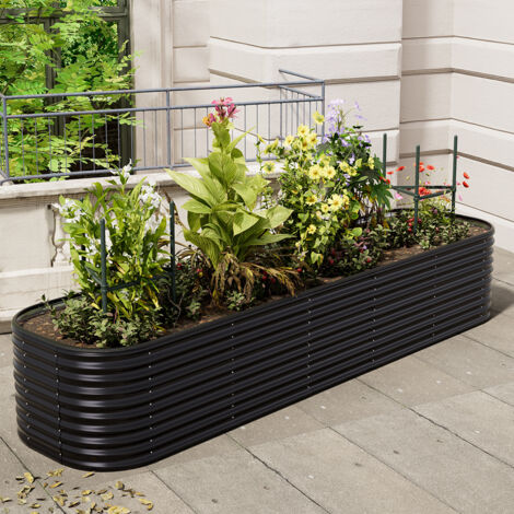 320cm W Gardens Plan Oval-Shaped Galvanized Steel Raised Garden Bed