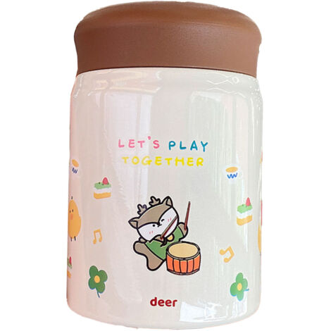 320ml Stainless Steel Insulated Vacuum Food Jar Cup Container with Lid for Outdoor Cartoon Portable Bottle Deer