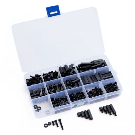 320pcs combo set, M4 Single - pass double - pass nylon colonne d'isolation garniture pad écrou à vis boîte