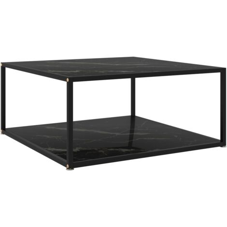 322895 Coffee Table Black 80x80x35 cm Tempered Glass