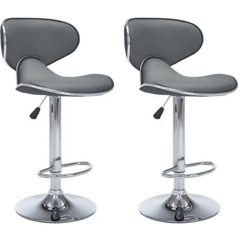 323648  Bar Stools 2 pcs Grey Faux Leather vidaXL