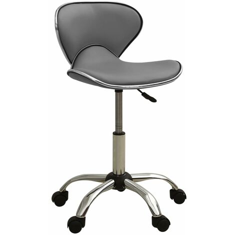 323678 Salon Spa Stool Grey Faux Leather