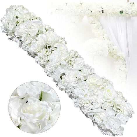 3,28 FT fleurs artificielles fausse rose vigne soie décorative murale suspendue plante artificielle rose panneau de décoration bricolage pour mariage arc porte arrangement fête jardin (blanc)