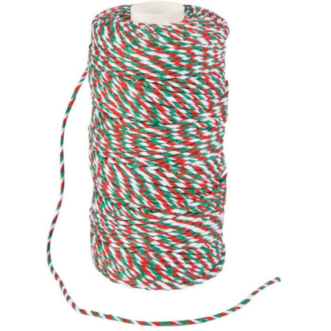328 pieds de corde de chanvre rouge, verte et blanche corde de chanvre pour les fêtes de fin d’année et la pâtisserie corde de coton amusante pour la livraison corde de chanvre pour les cadeaux