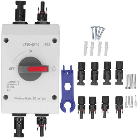 32A PV DC Trennschalter, IP66 Solar System Combiner Box Isolierter Schalter für Solaranlagen Wohnmobile, Boote und netzgekoppelte/netzunabhängige Solaranlagen (Améliorer)