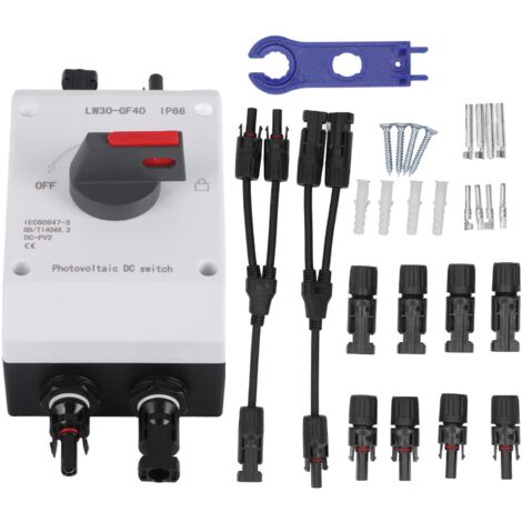 32A PV DC Trennschalter, IP66 Solarsystem-Kombinationsbox, isolierter Schalter für Solaranlagen, Wohnmobile, Boote und netzunabhängige/netzgekoppelte Solarsysteme (2 in 1)