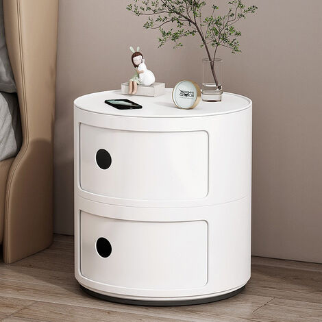 32cm Cylindrical 2 tiered Drawer Storage Drawer Unit,White