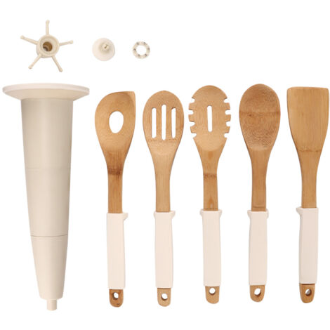32cm Household Kitchen Cooking Utensils Bamboo Spatula Spoon with Silicone Handles