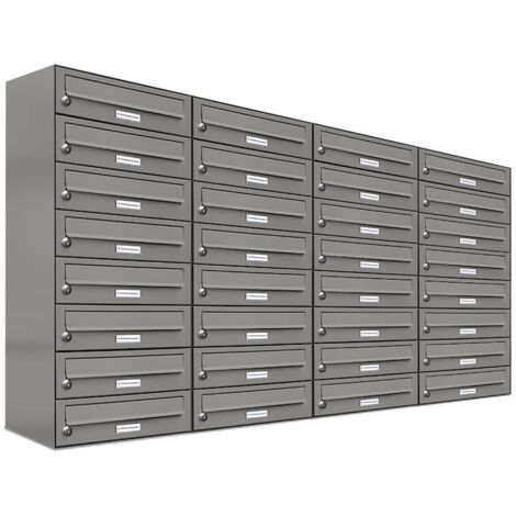 32er Premium Briefkasten Aluminiumgrau RAL Farbe 9007 für Außen Wand Postkasten