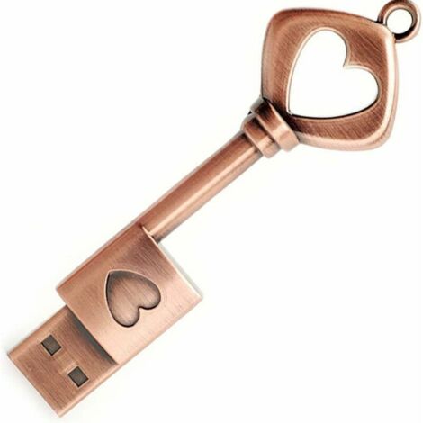 32GB USB Flash Drive, Retro Metal Key Shape USB Flash Drive Memory Stick USB 2.0 Pen Drive