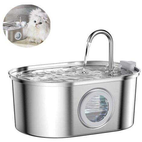 3.2L Fontaine à Eau pour Animaux de Compagnie en Acier Inoxydable, Fontaine à Eau pour Chat Ultra Silencieuse ,système de filtration quadruple,Convient aux Chats, Chiens et Autres Animaux de Compagnie