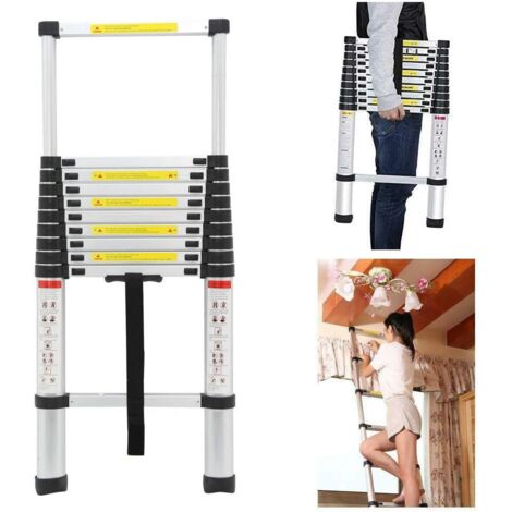 3,2M Échelle Télescopique en Aluminium, Escabeau Telescopique Extensible Multifonctionnelle Échelle Pliable et Antidérapante - Charge Max 150 kg