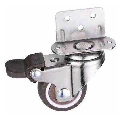 32mm Small Swivel Furniture Casters with Brake, L-Mount Plate, Suitable for Furniture, Flower Stands, Nurseries (32mm,2PCS)