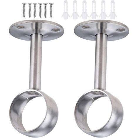 32mm Supports de tringles à rideaux, Support de Bride de Douille en acier inoxydable, Accrocher le tige de penderie robuste avec vis, pour salle de bain, cuisine, armoire