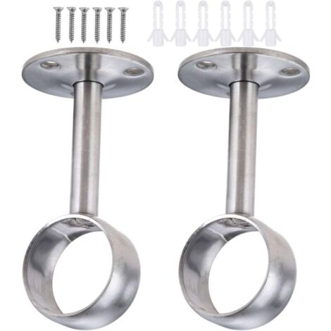 32mm Supports de tringles à rideaux, Support de Bride de Douille en acier inoxydable, Accrocher le tige de penderie robuste avec vis, pour salle de bain, cuisine, armoire