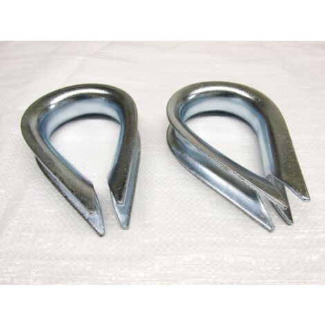 32MM Wire Rope Thimbles x2 - Galvanised Steel Commercial Loop