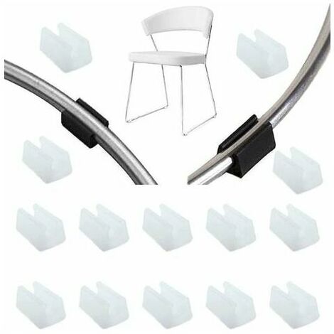 32pcs Chair Leg Glides Tube End Cap Buffer Cap Stopper Furniture Floor Protector U Shape Plastic Chair Caps,Chair Leg Caps Silicone Tube Clamp (12mm,white）