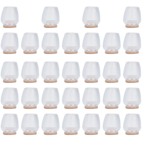 32Pcs Non Slip Furniture Leg Cover Mute Silicone Tables Chairs Leg Caps Floor Protector Transparent