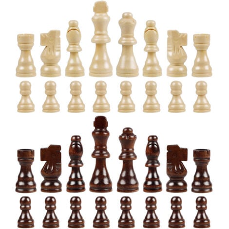 FDC 32Pcs Pieces D'Echecs Internationales Jeu D'Echecs En Bois Remplacement