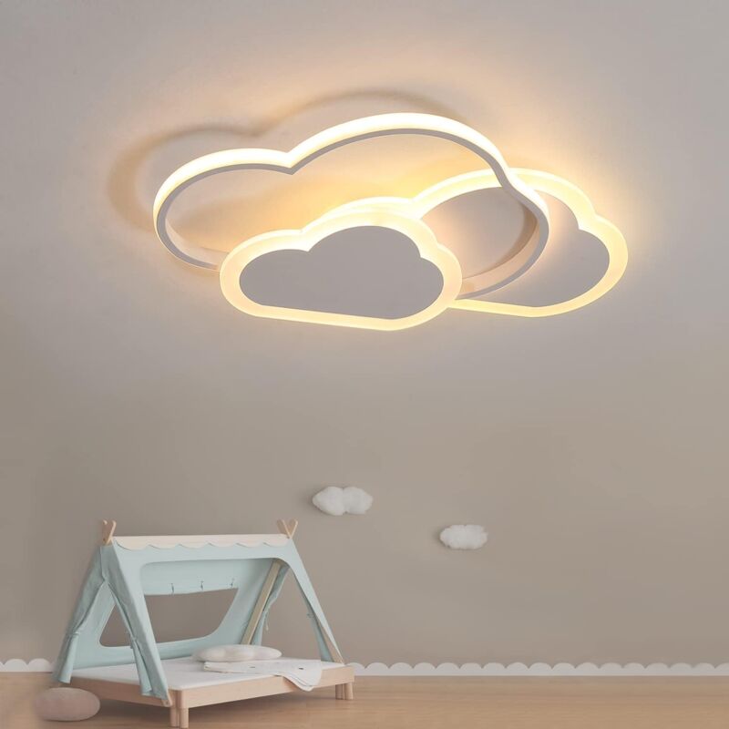 Plafonnier led Créatif Nuage 32W 42cm Idéal pour Chambre, Chambre d'Enfant - Blanc (Lumière Chaude 3000K) - Comely
