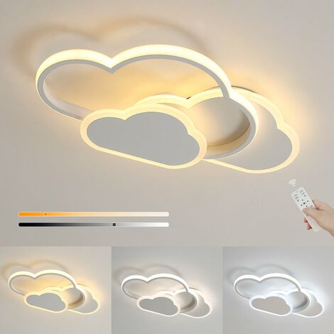 32w Plafoniera nuvola, Plafoniera Led Creativa Potenza 42cm Telecomando Dimmerabile Temperatura Colore 3000-6500k Utilizzato In Soggiorno Camera Da Letto Corridoio E Camera Dei Bambini