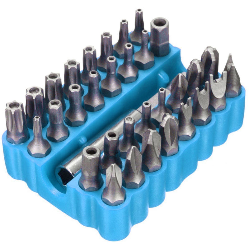 

33 piezas, juego de brocas Torx Hex Star, con soporte magnetico,azul