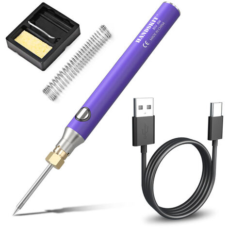 330 400 ℃ 8W Portable sans fil Mini fer à souder électrique température réglable fer à souder ménage bricolage ensemble d'outils de soudage - Violet - Violet